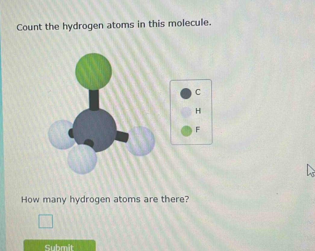 count the hydrogen atoms in this molecule. how many hydrogen atoms are there?