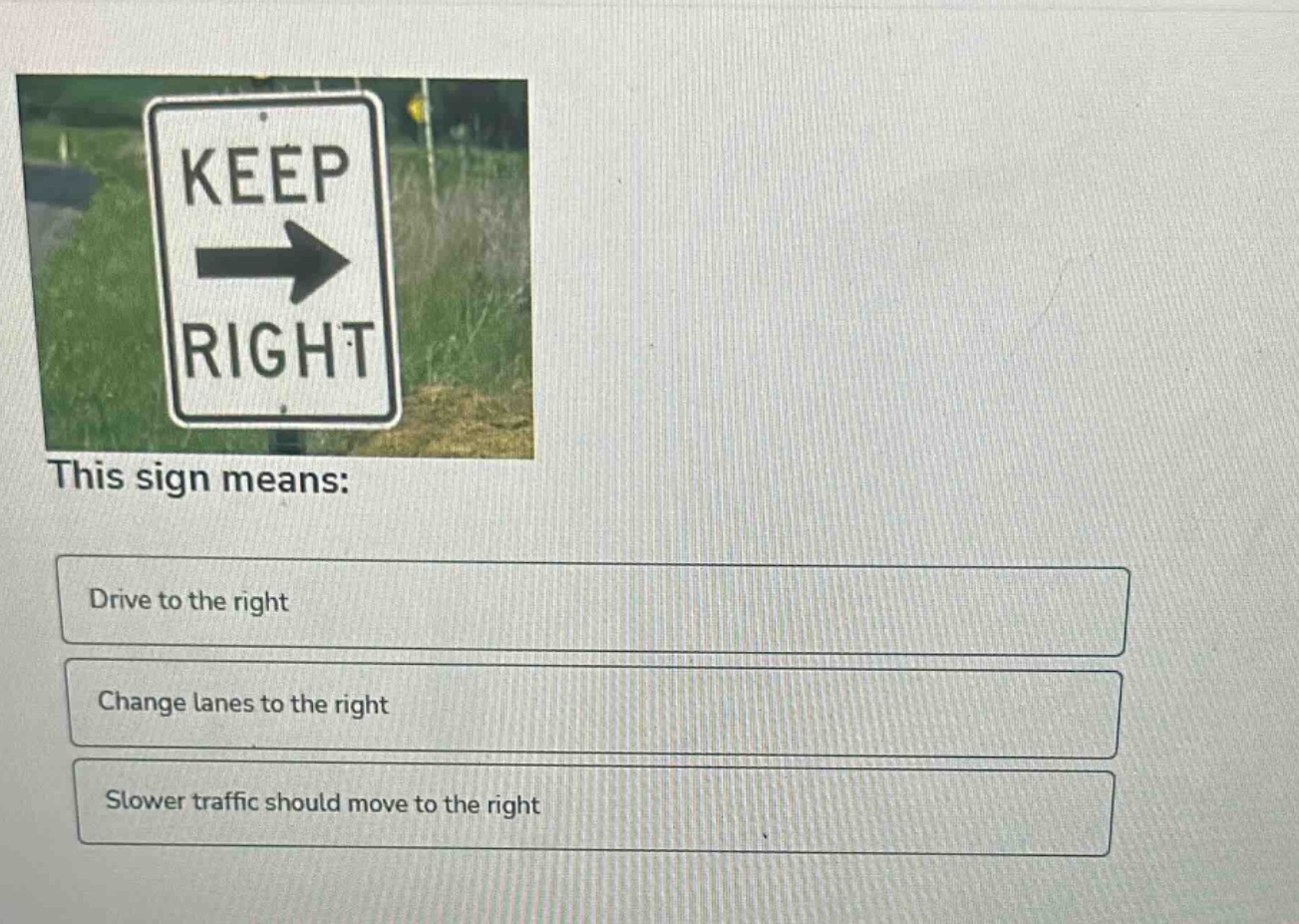 this sign means: drive to the right change lanes to the right slower traffic should move to the right