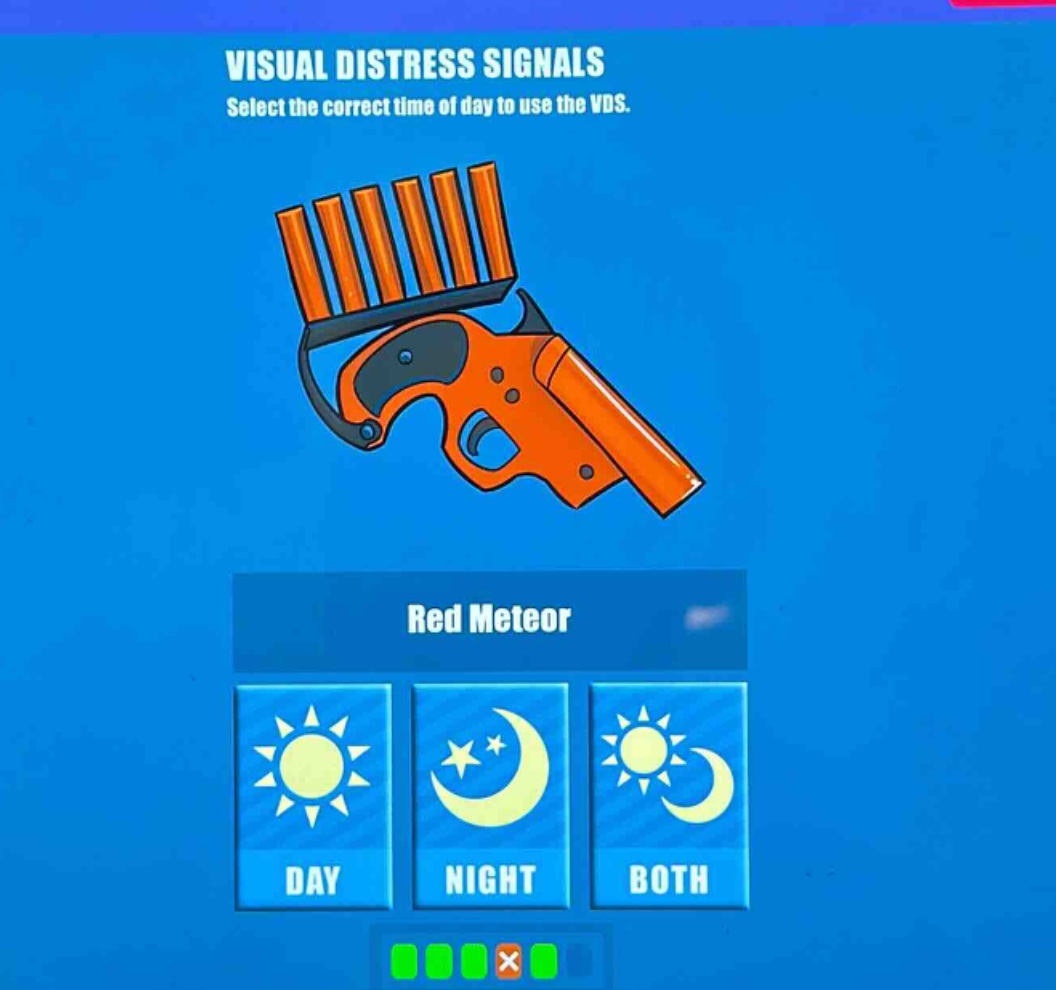 visual distress signals select the correct time of day to use the vds. red meteor day night both