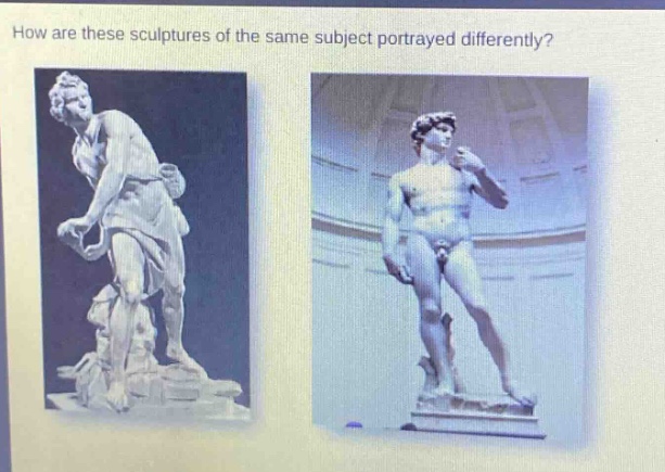 how are these sculptures of the same subject portrayed differently?