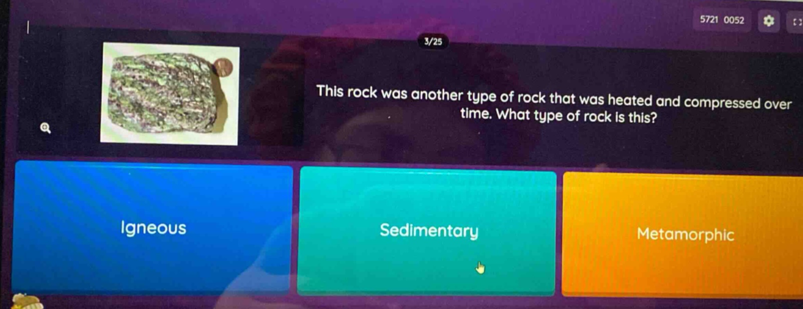 this rock was another type of rock that was heated and compressed over time. what type of rock is this? igneous sedimentary metamorphic