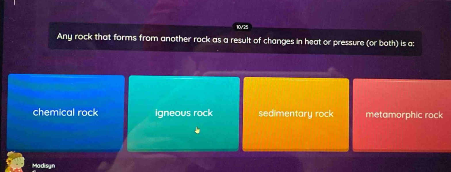 any rock that forms from another rock as a result of changes in heat or pressure (or both) is a: chemical rock igneous rock sedimentary rock metamorphic rock