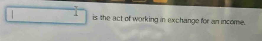 is the act of working in exchange for an income.