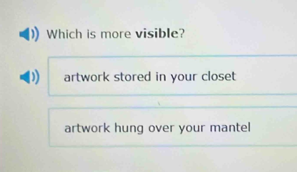 which is more visible? artwork stored in your closet artwork hung over your mantel