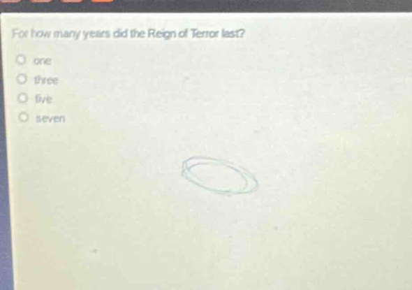 for how many years did the reign of terror last?\none\nthree\nfive\nseven