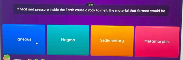 if heat and pressure inside the earth cause a rock to melt, the material that formed would be igneous magma sedimentary metamorphic