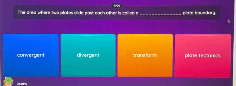 the area where two plates slide past each other is called a ______________ plate boundary. convergent divergent transform plate tectonics