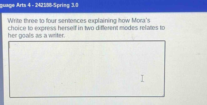 write three to four sentences explaining how mora’s choice to express herself in two different modes relates to her goals as a writer.