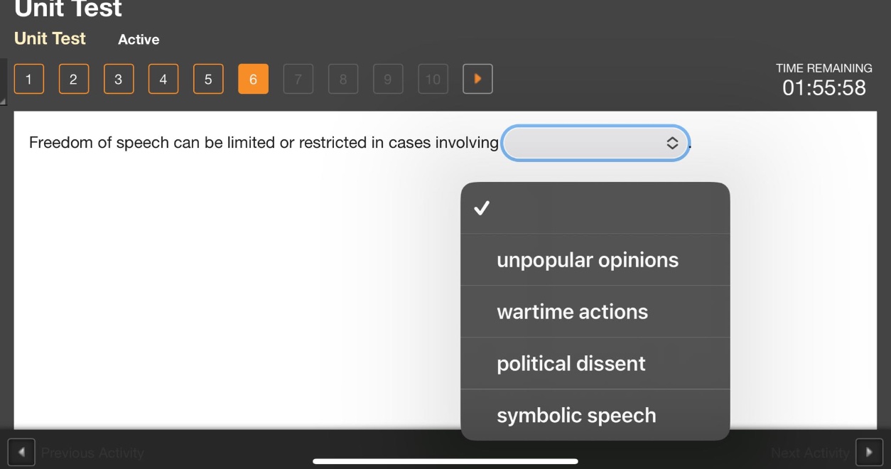 freedom of speech can be limited or restricted in cases involving unpopular opinions wartime actions political dissent symbolic speech