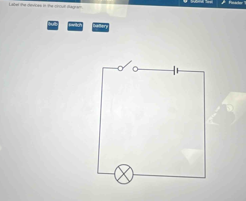 label the devices in the circuit diagram. bulb switch battery