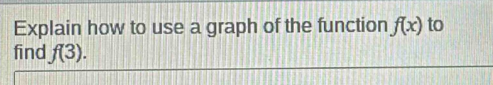 explain how to use a graph of the function f(x) to find f(3).