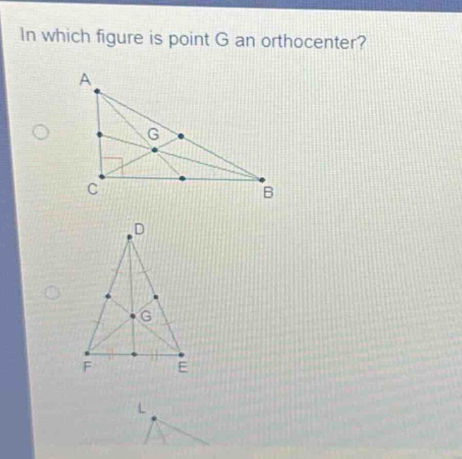 in which figure is point g an orthocenter?