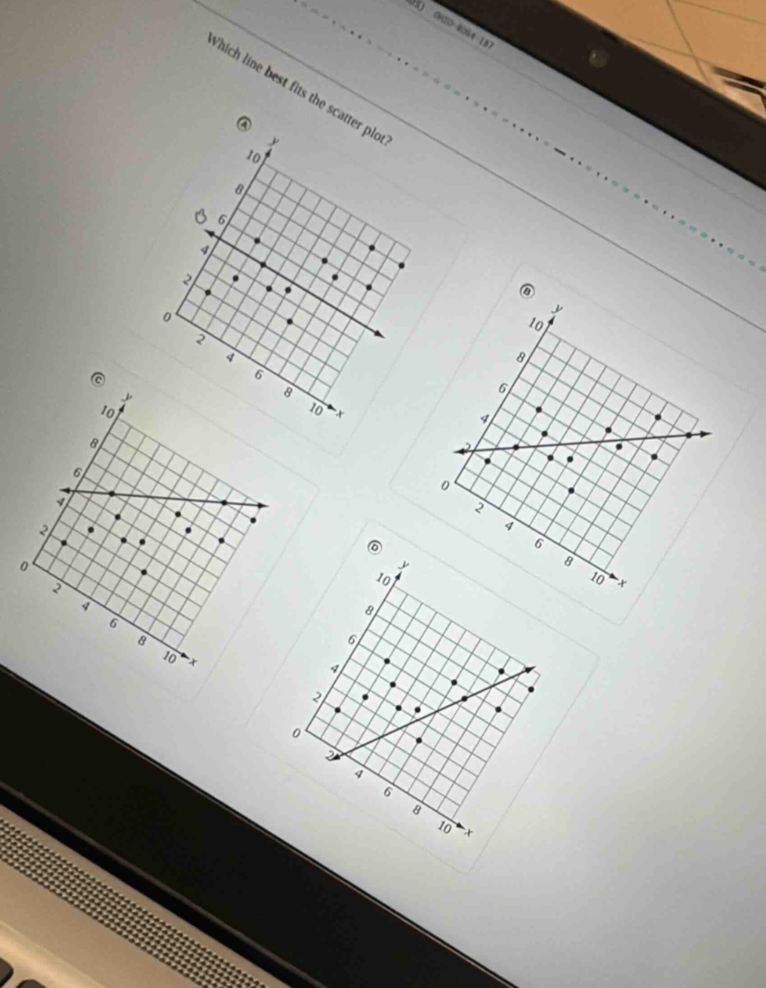 which line best fits the scatter plot?
