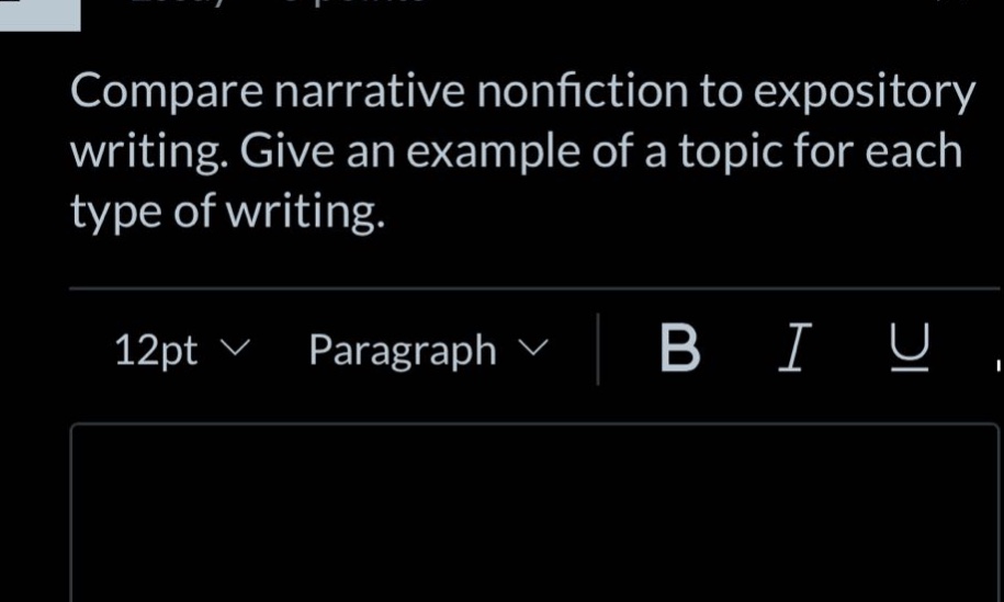 compare narrative nonfiction to expository writing. give an example of a topic for each type of writing.