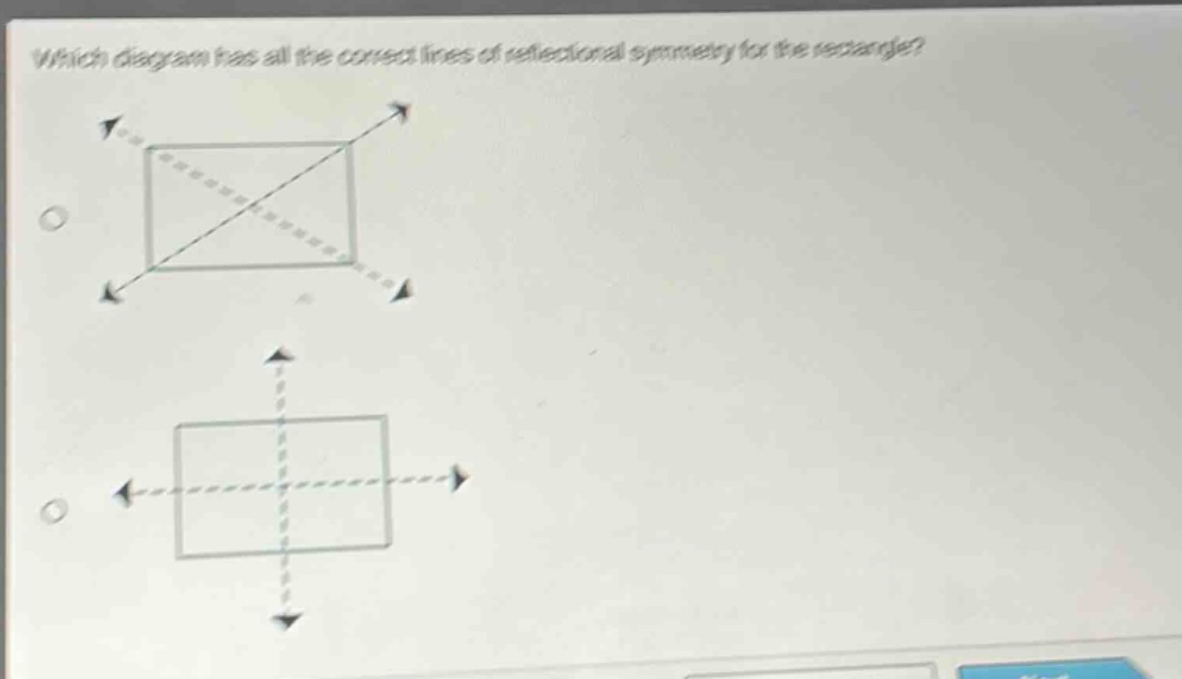 which diagram has all the correct lines of reflectional symmetry for the rectangle?