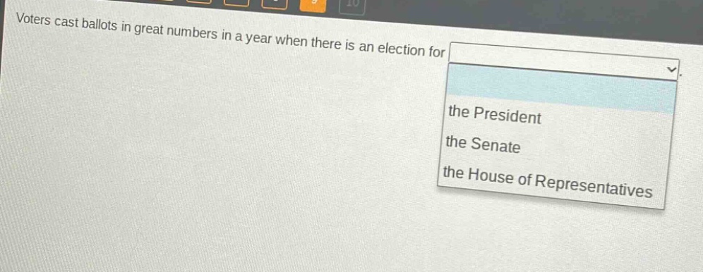 voters cast ballots in great numbers in a year when there is an election for the president the senate the house of representatives