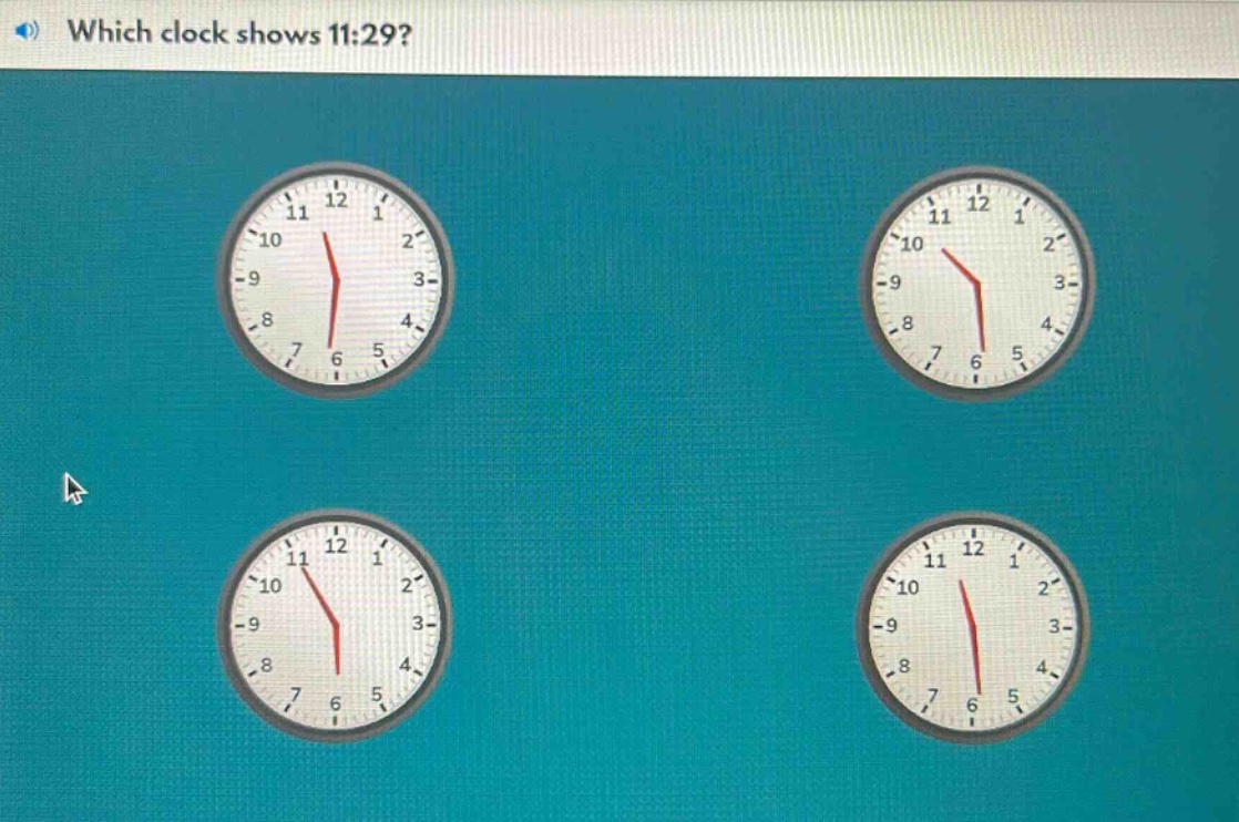 which clock shows 11:29?