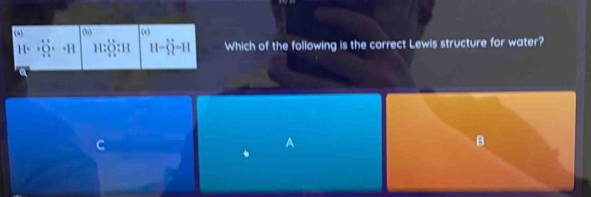 which of the following is the correct lewis structure for water?