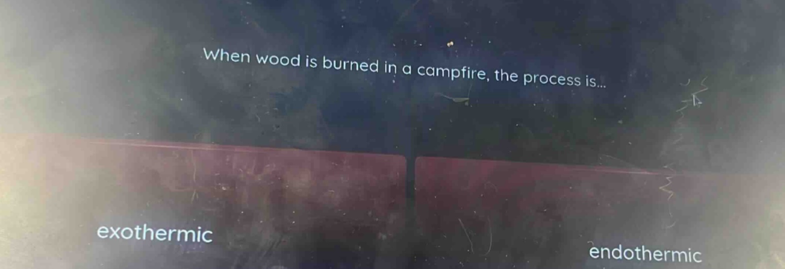 when wood is burned in a campfire, the process is... exothermic endothermic