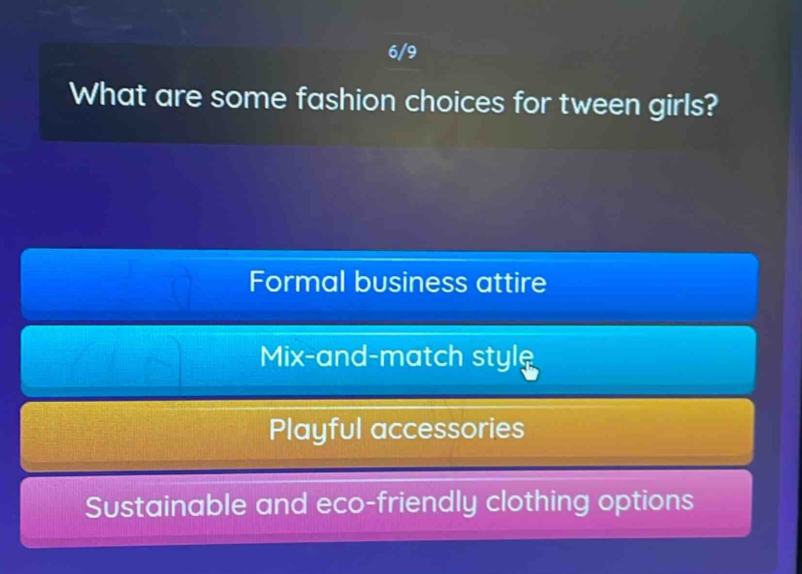 what are some fashion choices for tween girls? formal business attire mix - and - match style playful accessories sustainable and eco - friendly clothing options