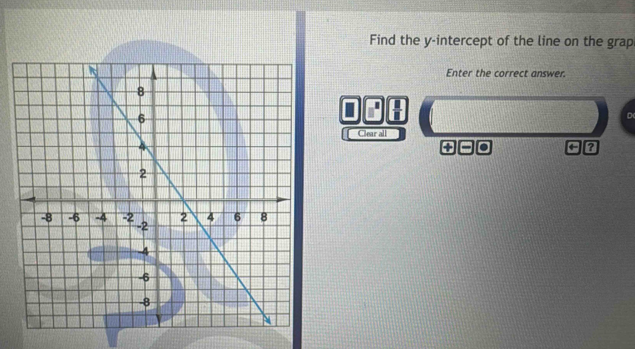 find the y - intercept of the line on the graph. enter the correct answer.