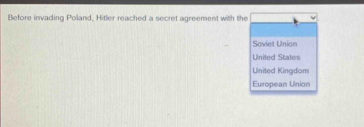 before invading poland, hitler reached a secret agreement with the