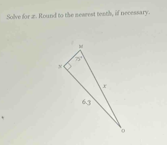 solve for (x). round to the nearest tenth, if necessary.