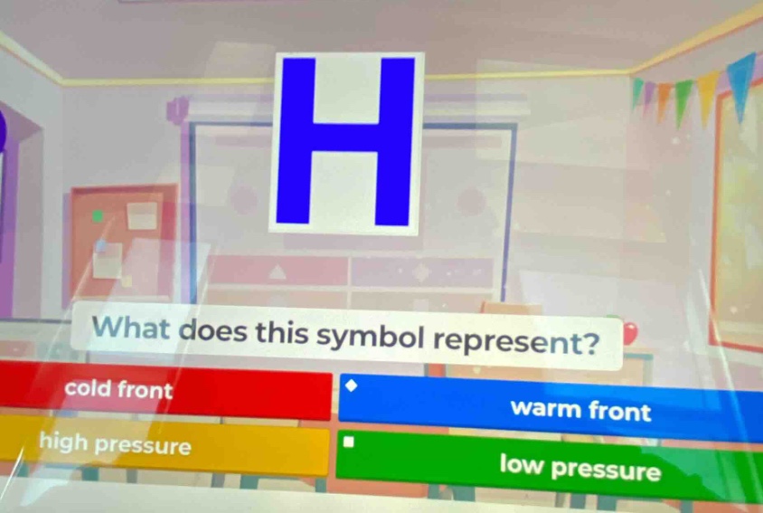 what does this symbol represent? cold front high pressure warm front low pressure