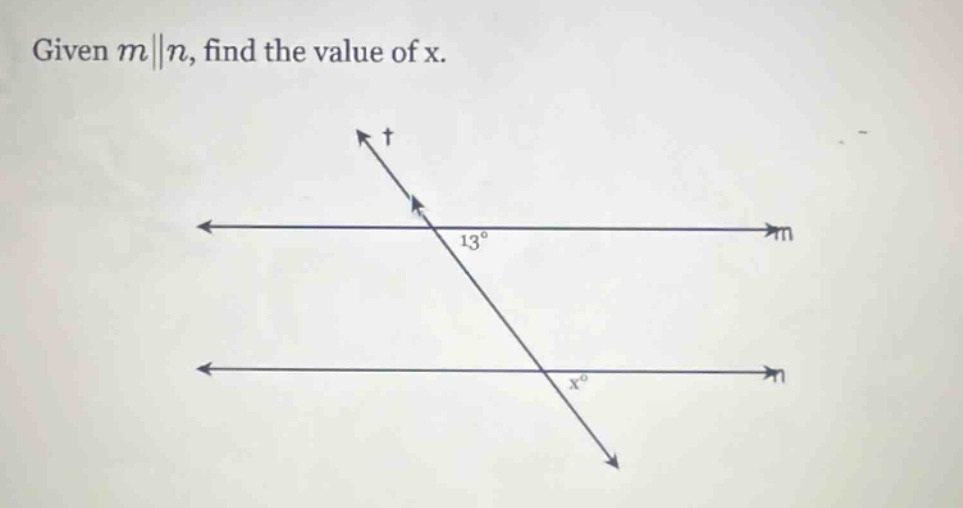 given (mparallel n), find the value of x.