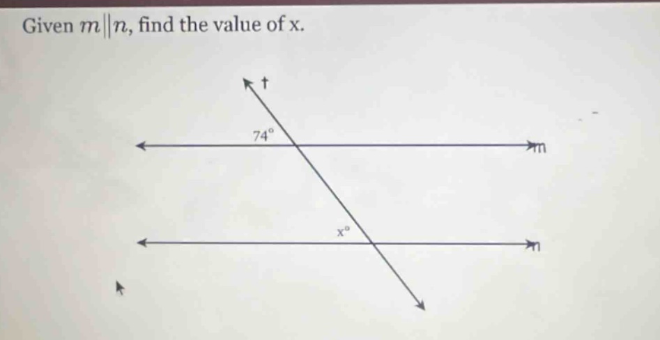 given (mparallel n), find the value of (x).
