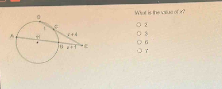 what is the value of x?\n2\n3\n6\n7