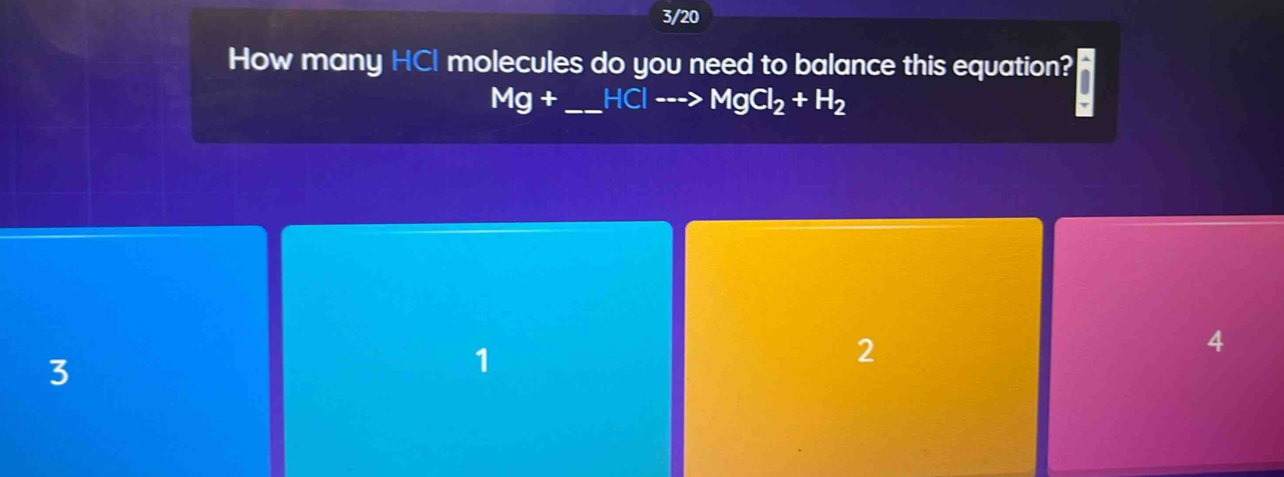 how many hcl molecules do you need to balance this equation? mg + ___hcl ---> mgcl₂ + h₂