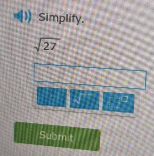 simplify.\n$sqrt{27}$