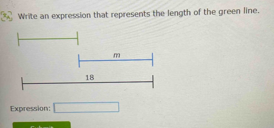 write an expression that represents the length of the green line. expression: