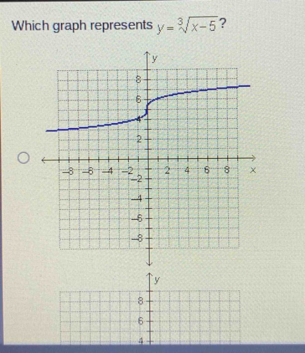 which graph represents $y = sqrt3{x - 5}$?