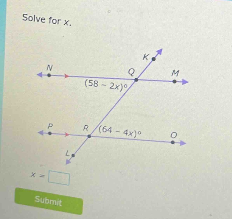 solve for x.\n\nx = \n\nsubmit