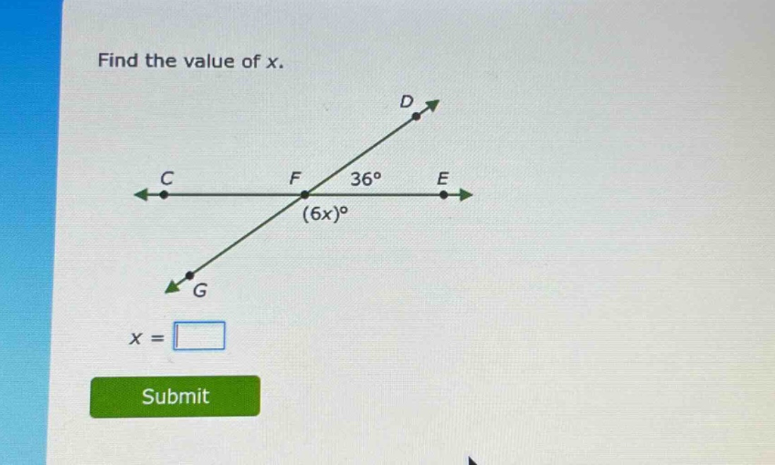 find the value of x.\n\nx = \n\nsubmit