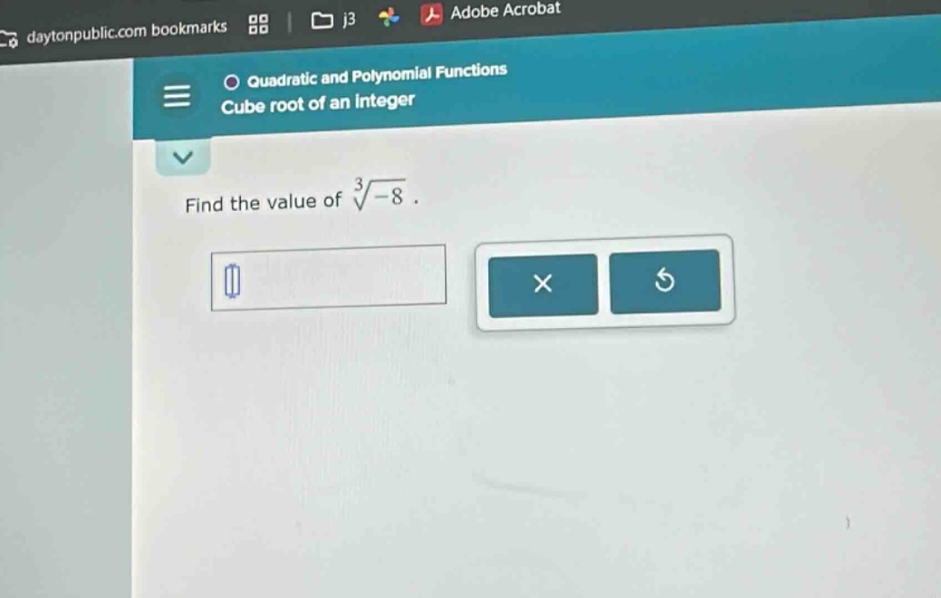 find the value of $sqrt3{-8}$.