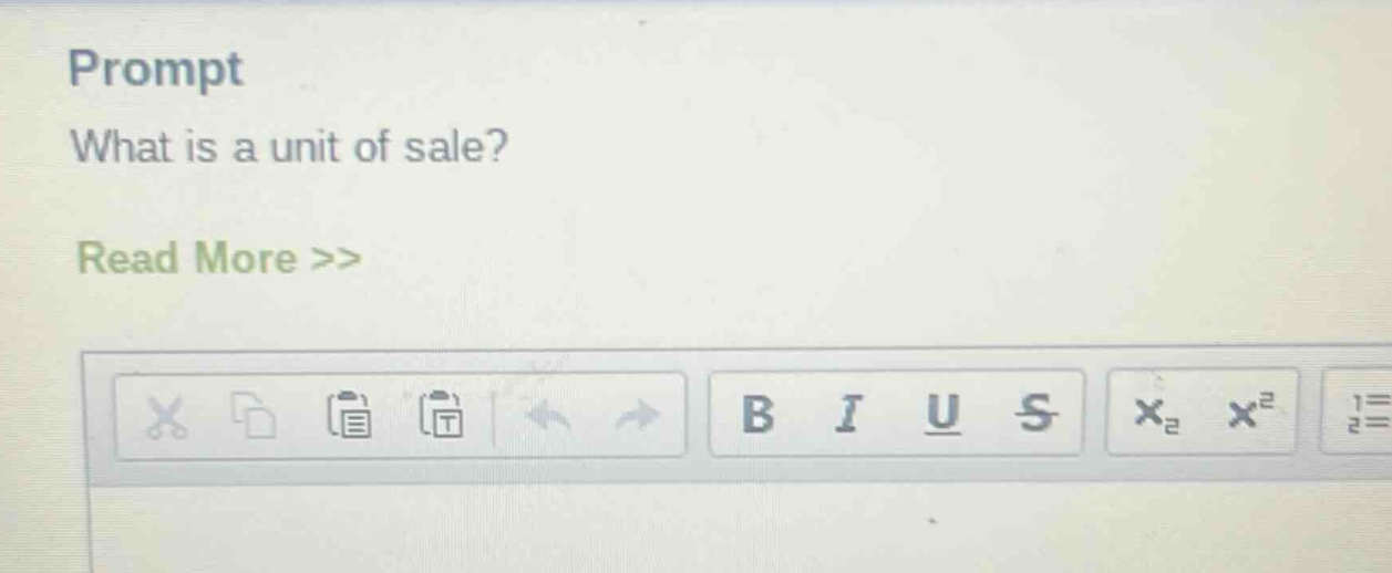 prompt\nwhat is a unit of sale?\nread more >>
