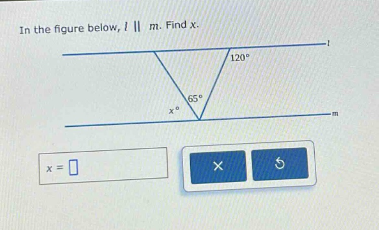 in the figure below, (lparallel m). find (x).