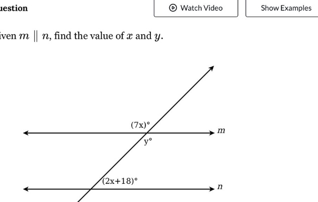 given (mparallel n), find the value of (x) and (y).