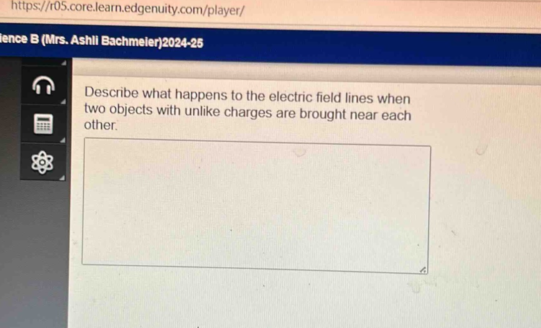 describe what happens to the electric field lines when two objects with unlike charges are brought near each other.