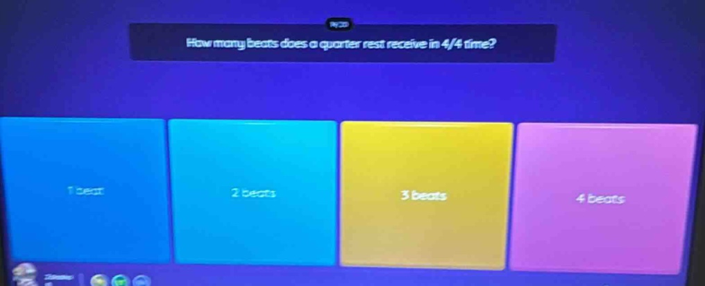how many beats does a quarter rest receive in 4/4 time? 1 beat 2 beats 3 beats 4 beats