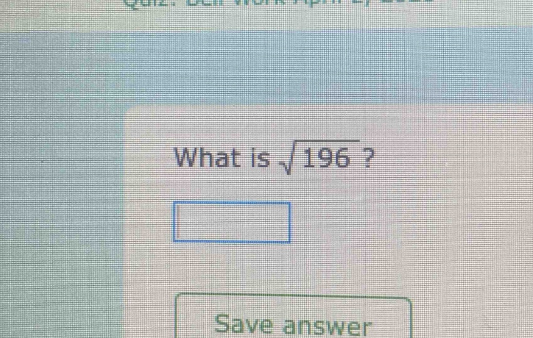 what is $sqrt{196}$?