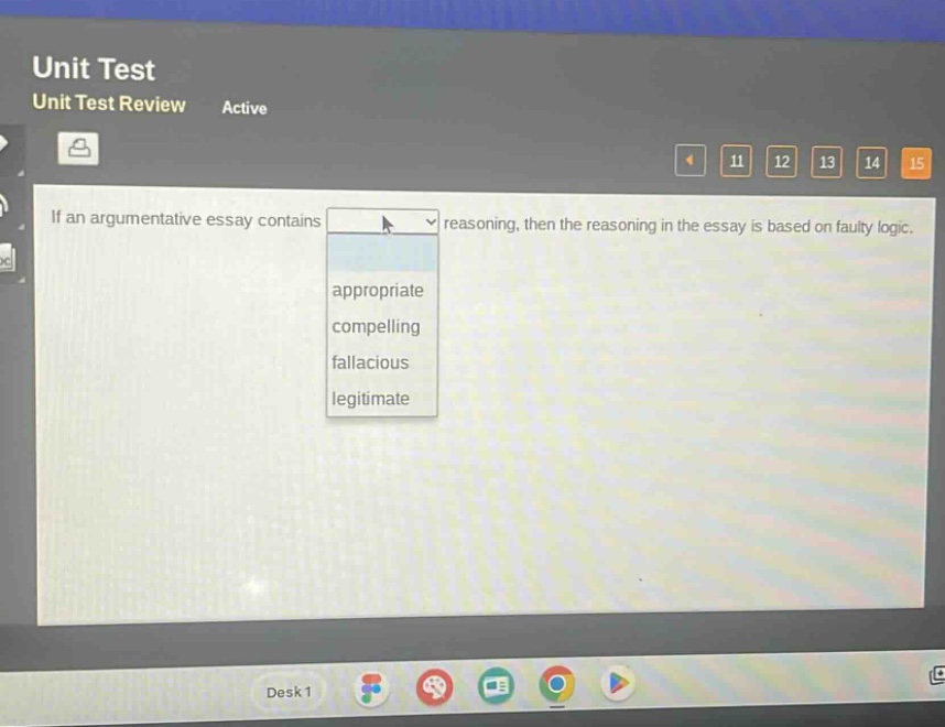if an argumentative essay contains reasoning, then the reasoning in the essay is based on faulty logic. appropriate compelling fallacious legitimate