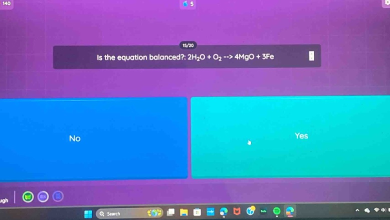 is the equation balanced? 2h₂o + o₂ --> 4mgo + 3fe