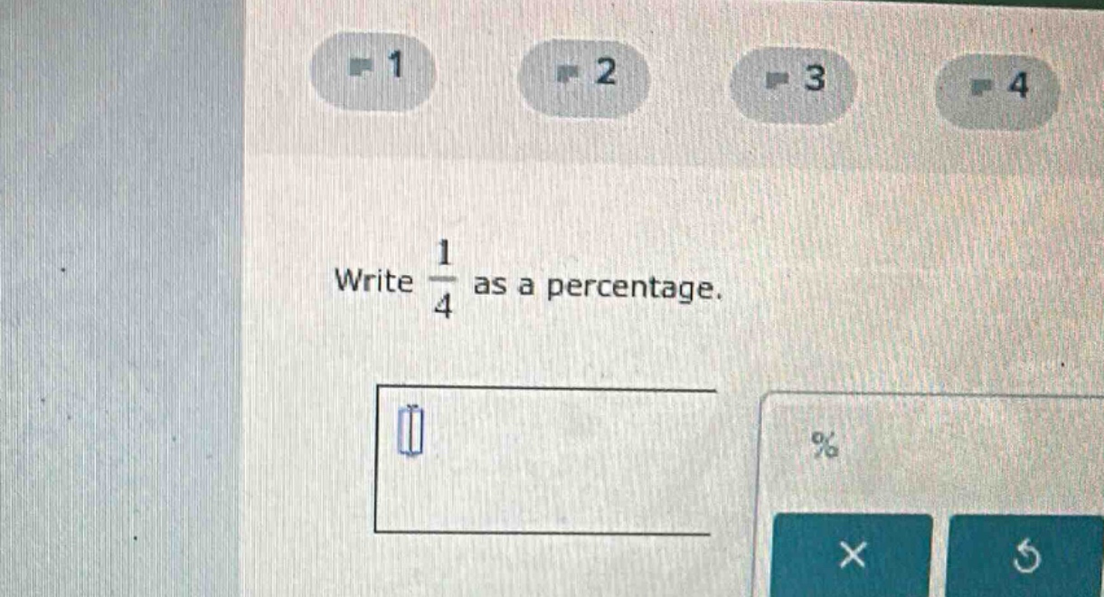 write $\frac{1}{4}$ as a percentage.