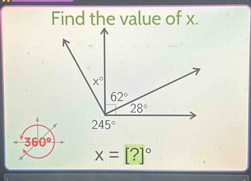 find the value of x.\nx = ?°