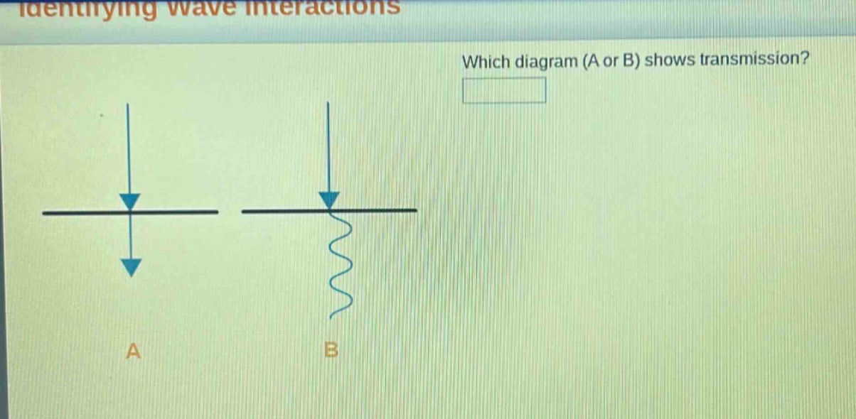 identifying wave interactions\nwhich diagram (a or b) shows transmission?