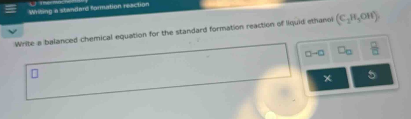 write a balanced chemical equation for the standard formation reaction of liquid ethanol (c₂h₅oh).
